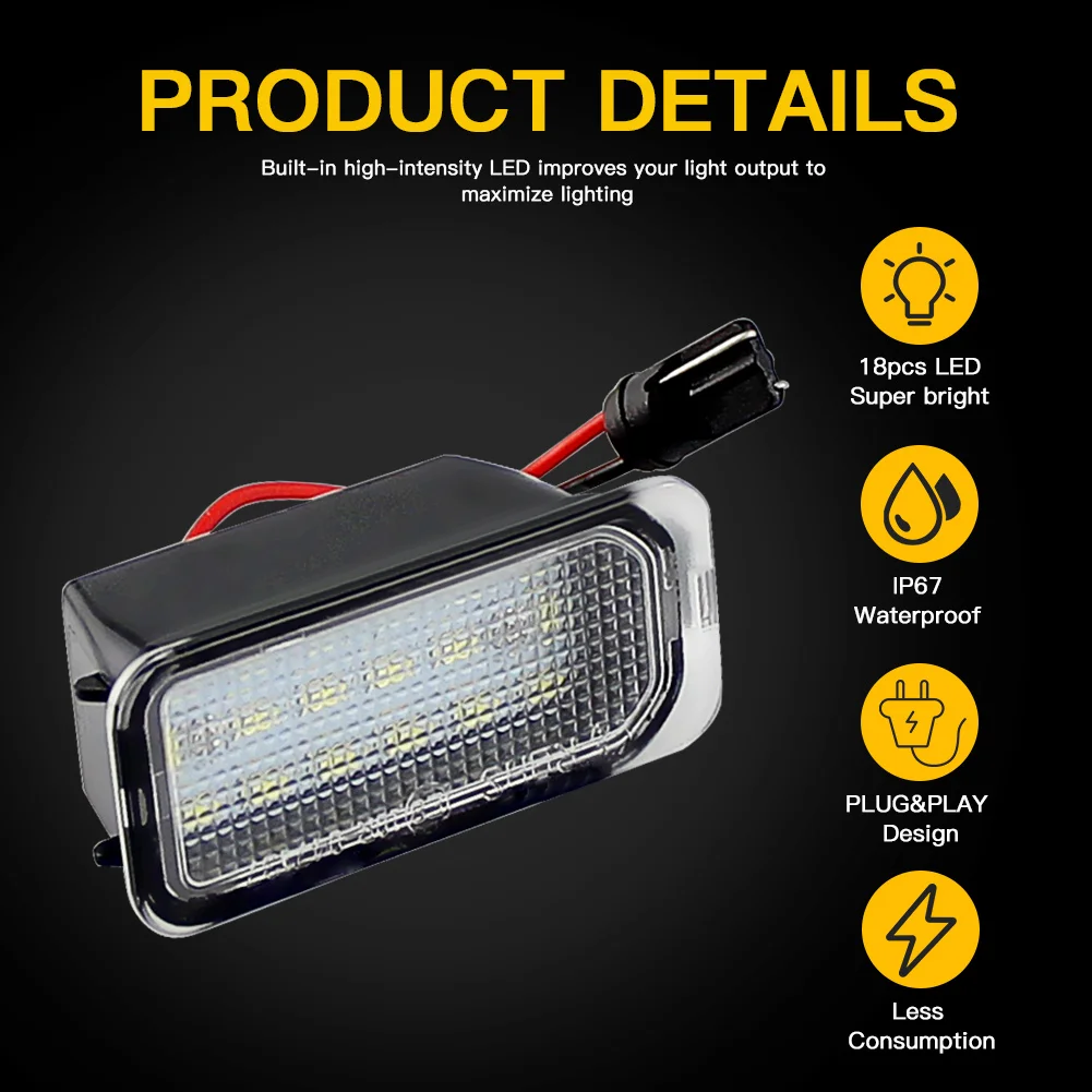 2Pcs License Plate Light for Ford KUGA S MAX MONDEO MK4 MK5 MK2 FIESTA 2008-2019 FOCUS Ford Jaguar XJ XF LED Number Signal Light