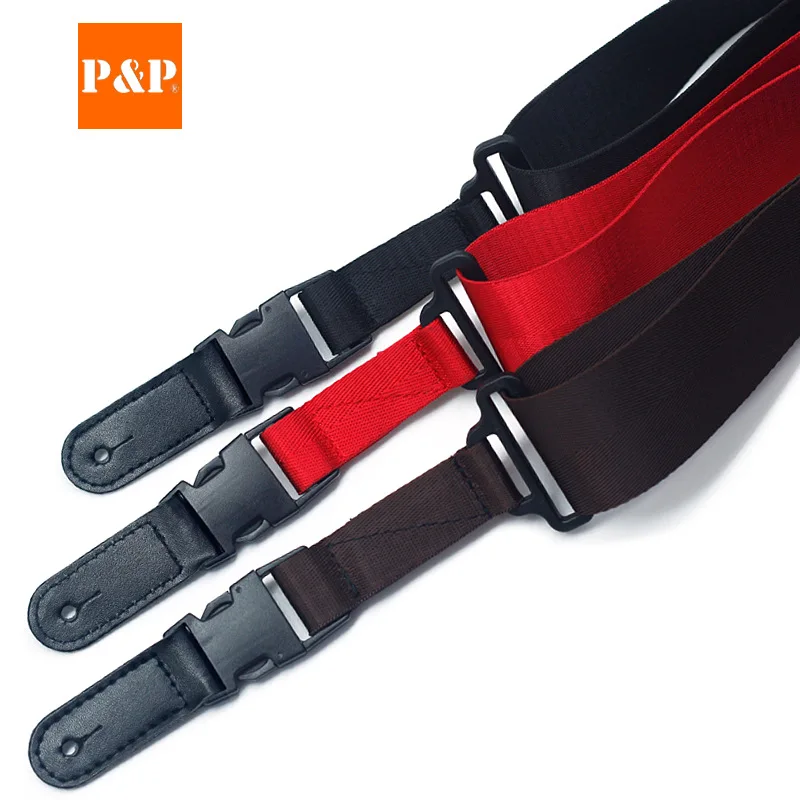 Guitar Strap Nylon Folk Electric Guitar Belt Buckle Type Genuine Leather Head