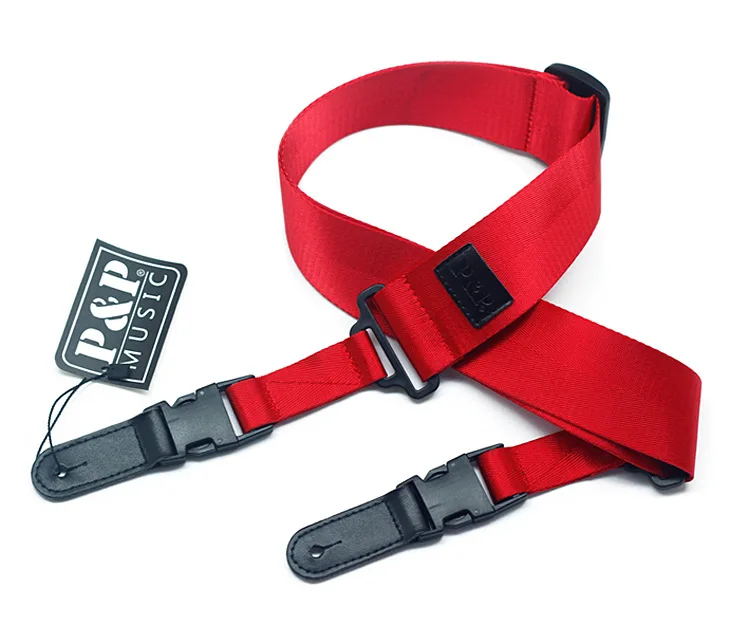 Guitar Strap Nylon Folk Electric Guitar Belt Buckle Type Genuine Leather Head
