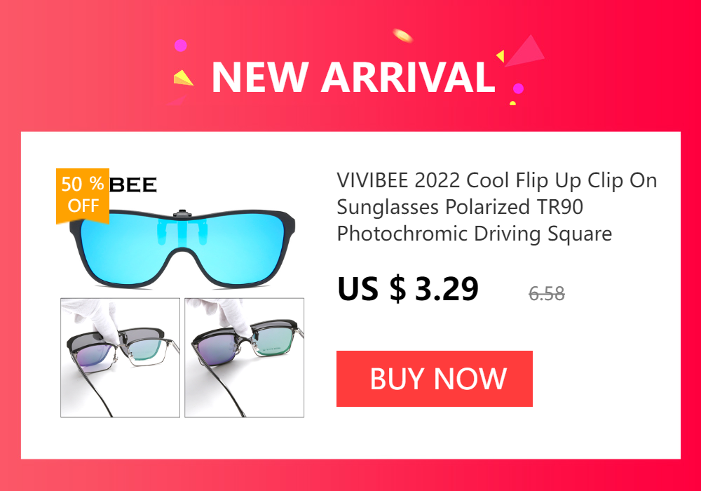VIVIBEE Polarized Flip Up Clip On Sunglasses for Glasses Men Oversized Driving UV400 Mirror Red Fishing Night Vision Eyeglasses