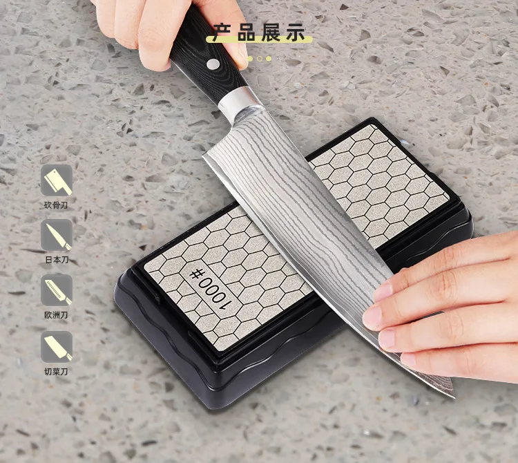 Double-Side Base Diamond Sharpening Stone Whetstone Knife Kitchen Grit Chef Knife Grinding 400/600/1000/1200 Grit Sharpener