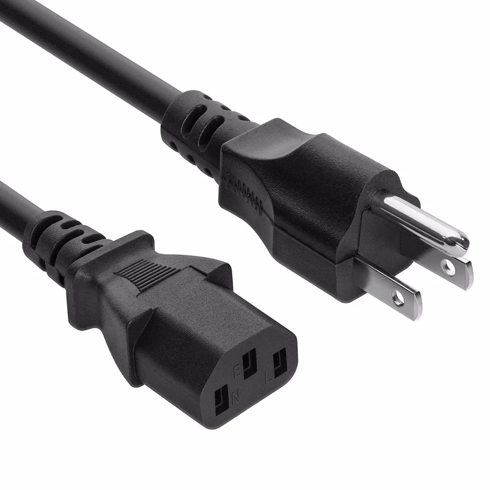 1.5m 5FT 3 Pin 60C 300V US Plug Universal Power Cord Cable For NEMA 5-15P To IEC320C13 Black PWC75A150US For 200-300W