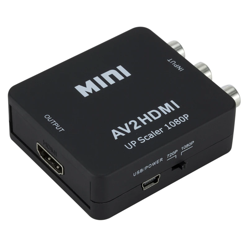 Grwibeou RCA AV to HDMI-compatible Converter AV/CVSB L/R Video Box HD 1080P 1920*1080 AV2HDMI Support NTSC PAL Output AV To HDMI