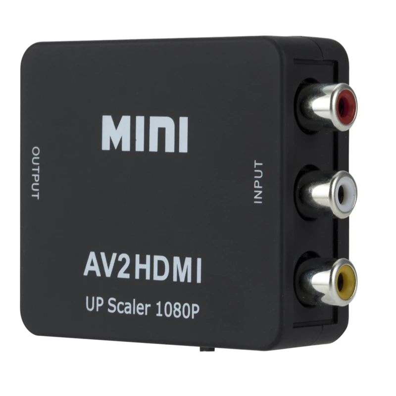 Grwibeou RCA AV to HDMI-compatible Converter AV/CVSB L/R Video Box HD 1080P 1920*1080 AV2HDMI Support NTSC PAL Output AV To HDMI