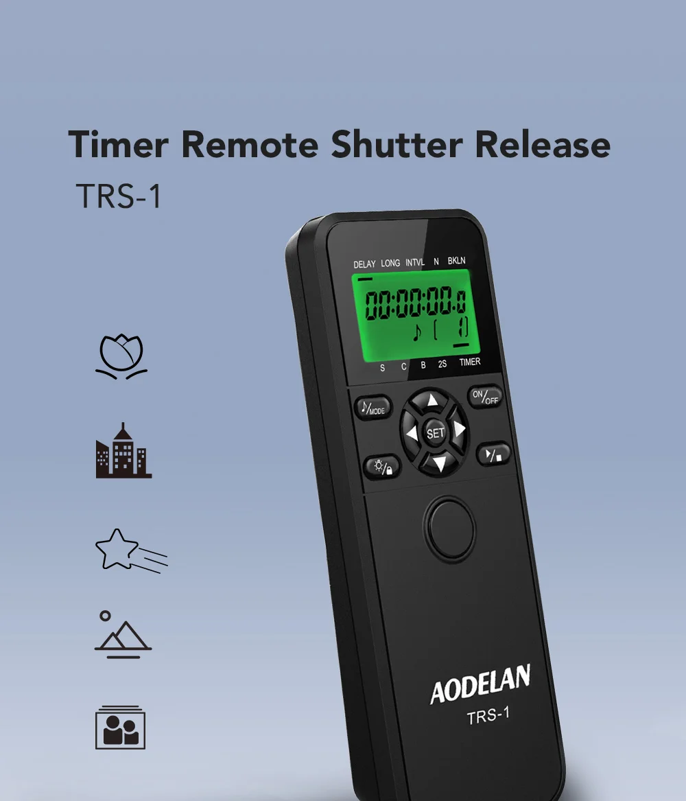 AODELAN Time Lapse Intervalometer Timer Remote Control Shutter Release for Canon Nikon Sony Panasonic Olympus Fijifilm Contax