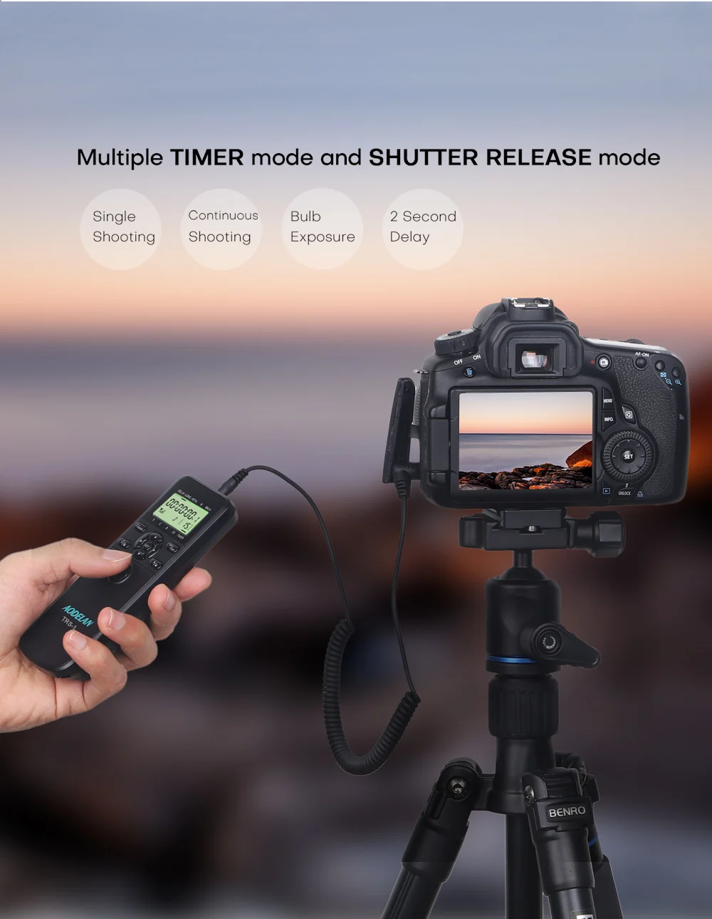 AODELAN Time Lapse Intervalometer Timer Remote Control Shutter Release for Canon Nikon Sony Panasonic Olympus Fijifilm Contax