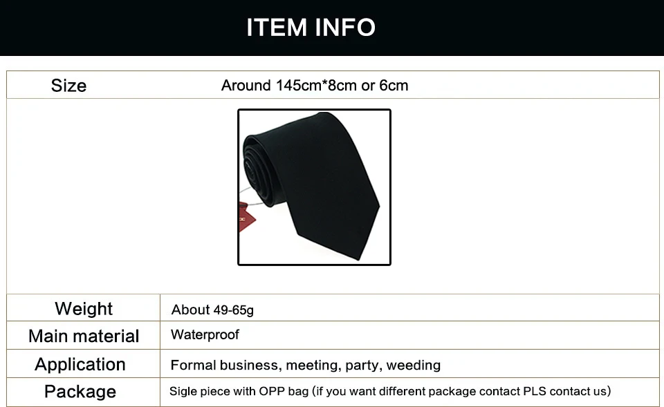 British Style Sale Mariage Waterproof Necktie Formal Black Solid Color Unisex Stripe Shape Men's For Gift Lapel Neck Tie Women