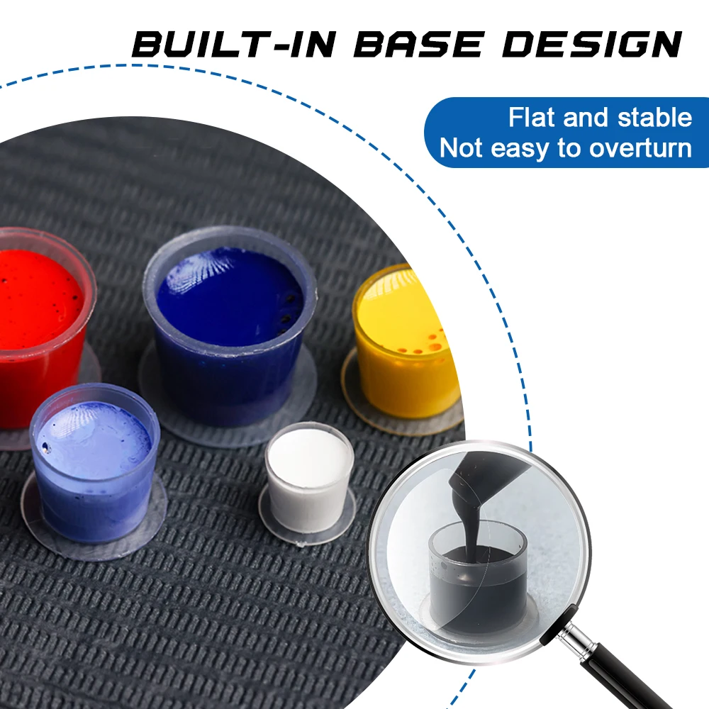 1000/500/100pcs Plastic Tattoo Ink Cups Caps 17mm 14mm 11mm Clear Self Standing Ink Caps Tattoo Pigment Cups Supply for Inks