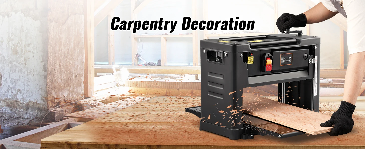 SucceBuy Thickness Planer 13inch Benchtop Planer & Two-Blade 15-Amp 1800W Powerful Motor Low Noise for DIY Woodworking Planing