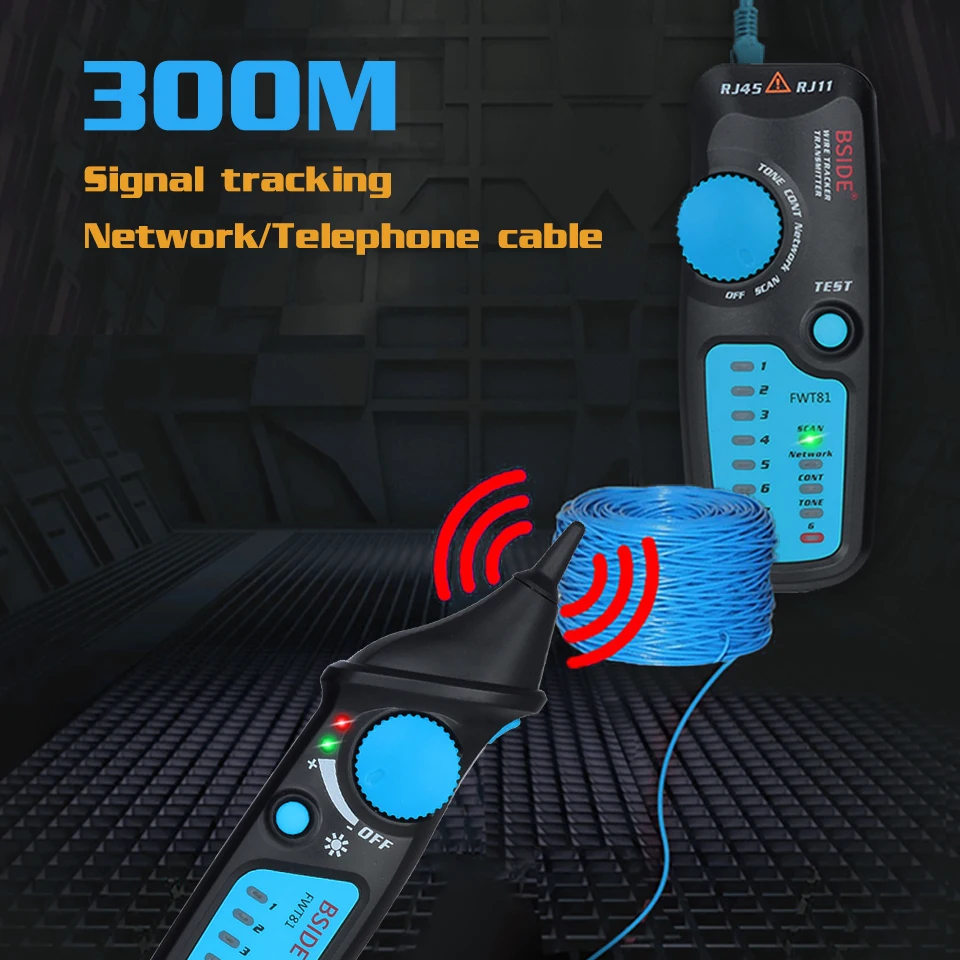 BSIDE. Network Cable Tracker Wire Tester FWT82/81 Professional RJ45/11 Telephone Toner Ethernet LAN Tracer Detector Line Finder