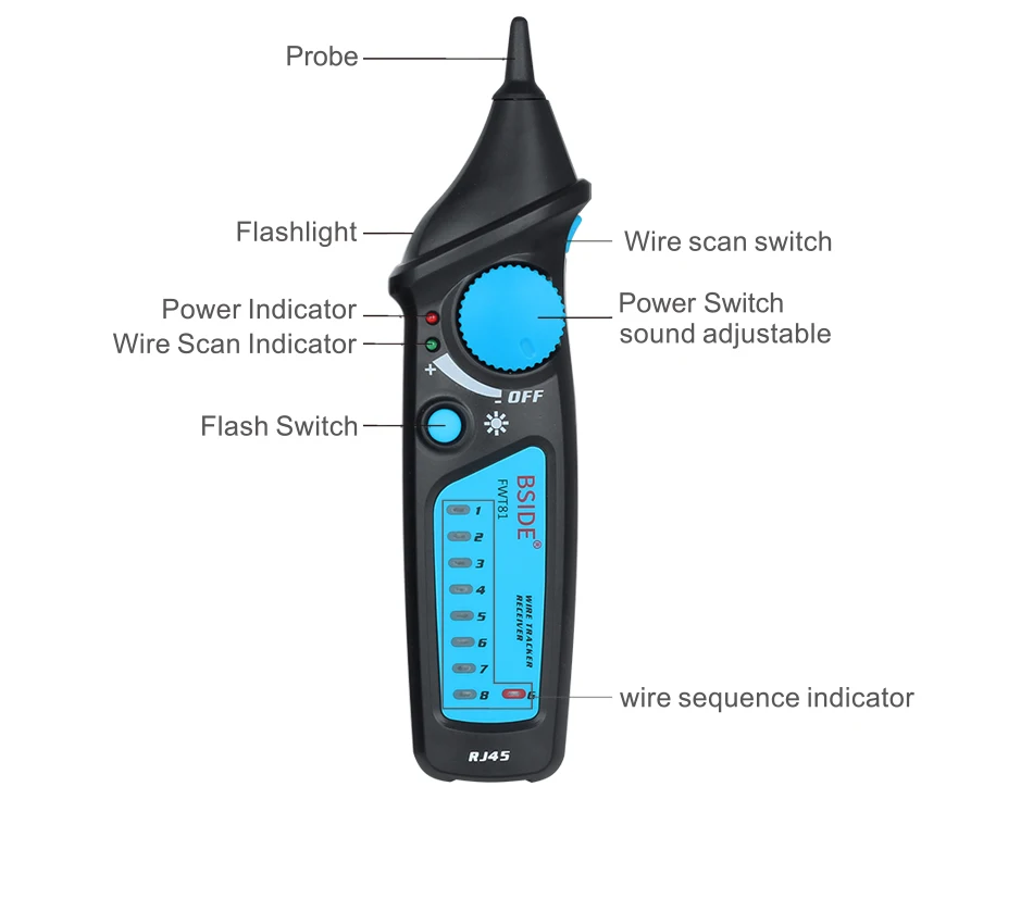 BSIDE. Network Cable Tracker Wire Tester FWT82/81 Professional RJ45/11 Telephone Toner Ethernet LAN Tracer Detector Line Finder