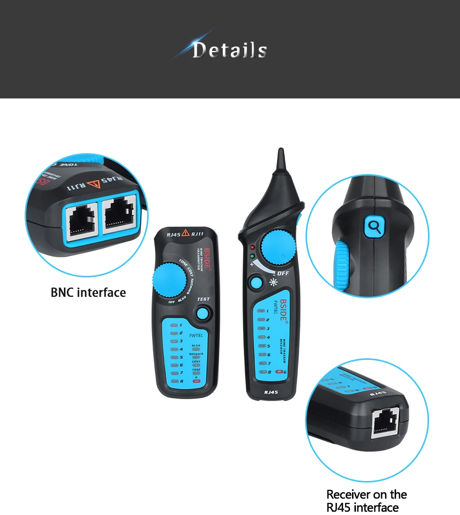 BSIDE. Network Cable Tracker Wire Tester FWT82/81 Professional RJ45/11 Telephone Toner Ethernet LAN Tracer Detector Line Finder