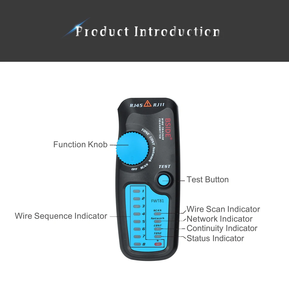 BSIDE. Network Cable Tracker Wire Tester FWT82/81 Professional RJ45/11 Telephone Toner Ethernet LAN Tracer Detector Line Finder