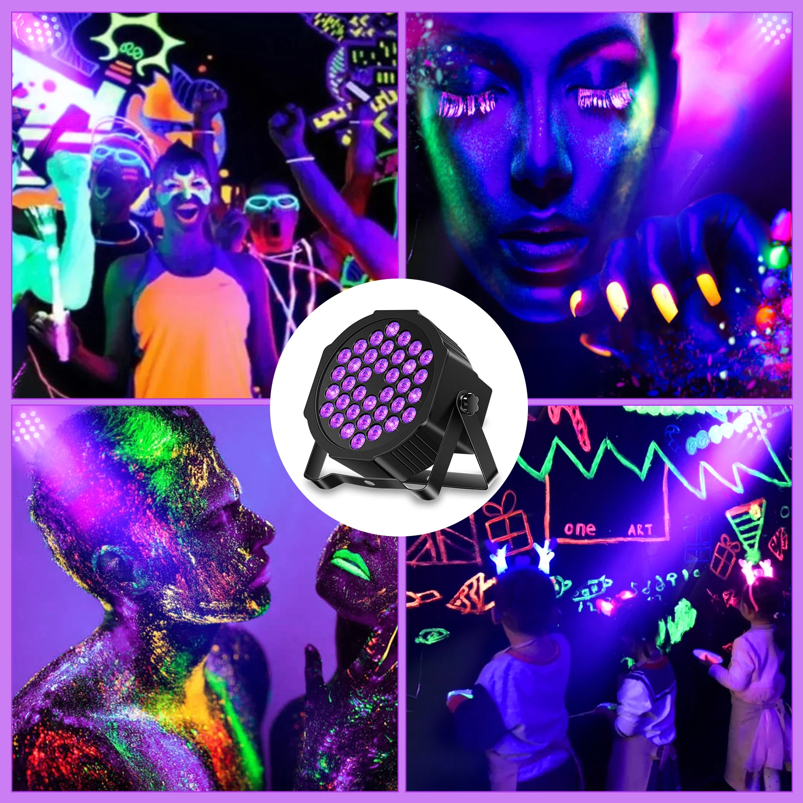 U'King 36 LEDs Par Stage Lighting Audience UV Blacklight 36W Par Lighting DJ Lights Party Light for Disco Lights Wedding Party