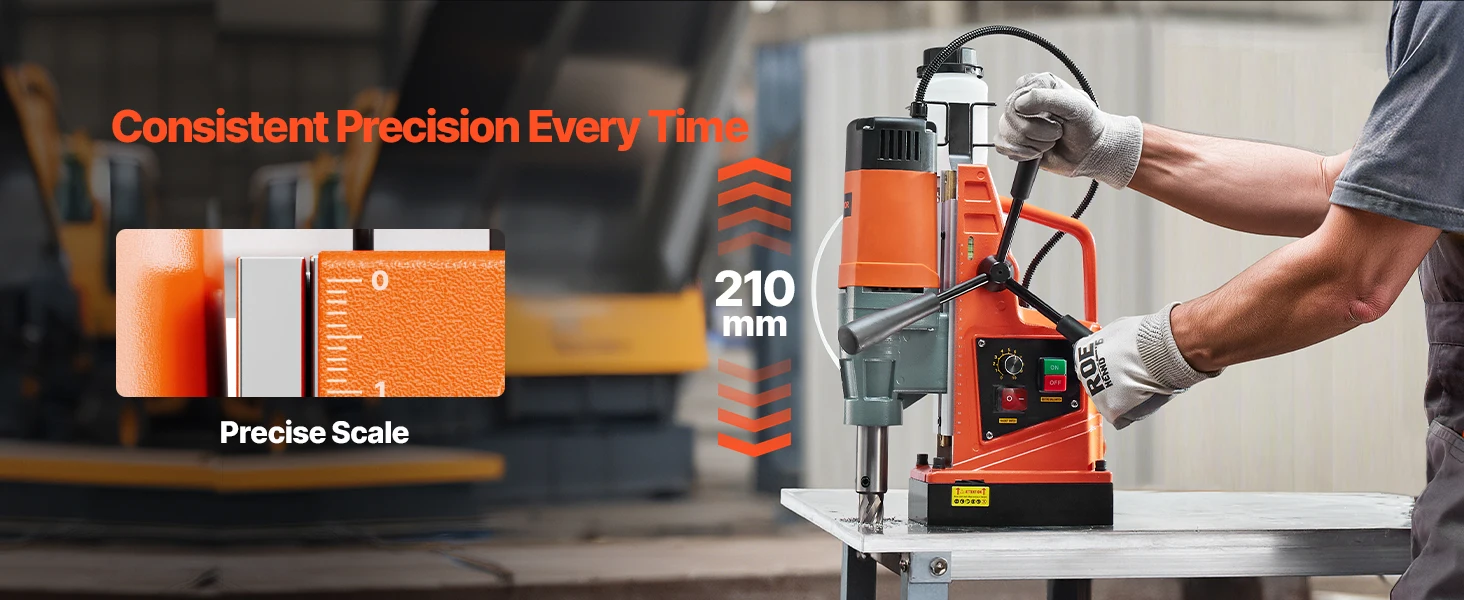SucceBuy 1300/1550W Drilling Machine Magnetic Drill Portable Electric Mag Drill Press 0-500 RPM Variable Speed for Metal Surface
