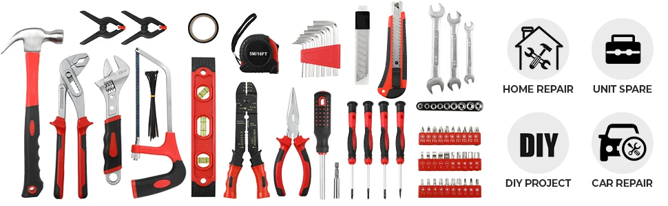 218-Piece Household Tool Kit Auto Repair Tool Set Tool Kits Homeowner Plier, Screwdriver Set Socket Kit and Toolbox Storage Case
