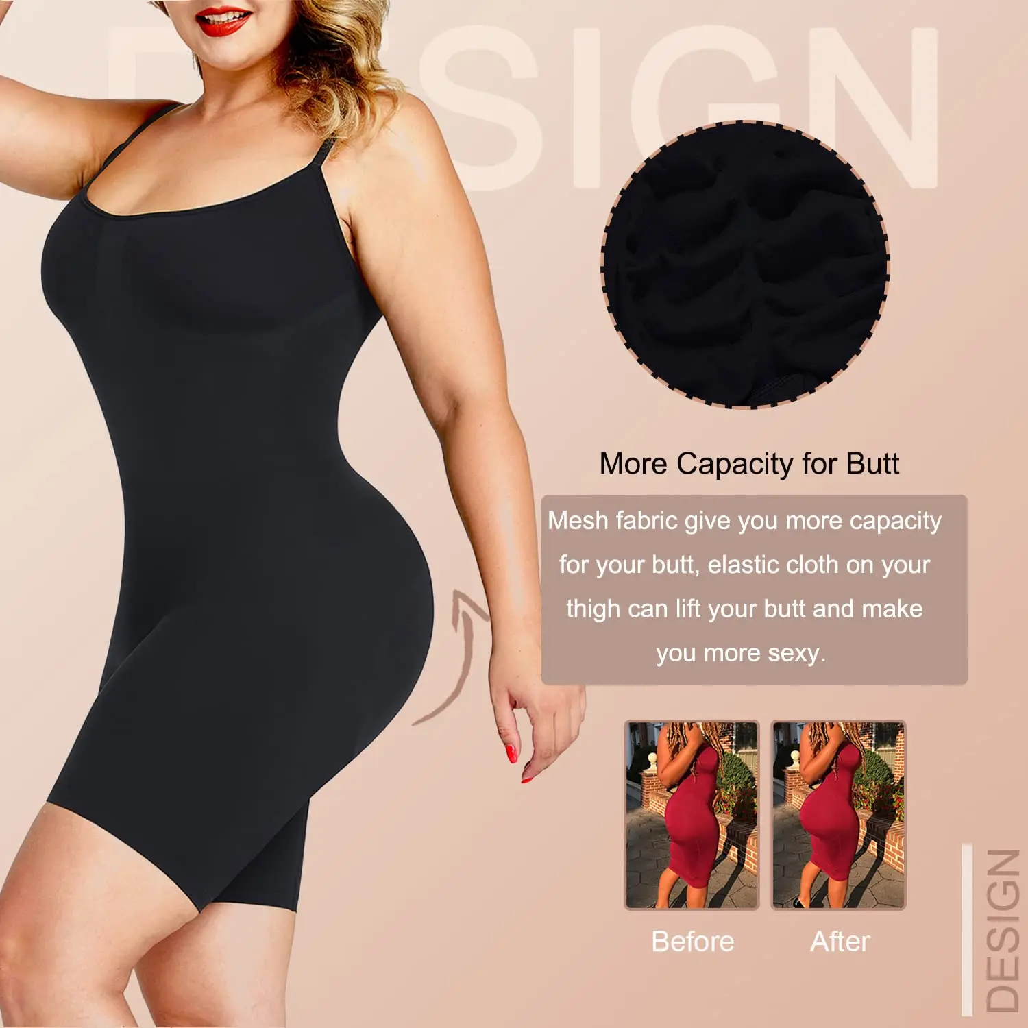Lilvigor Women's Seamless Shapewear Tummy Control Body Shaper Comfortable for Women Under Dress Thigh Slimmer Bodysuit Girdle