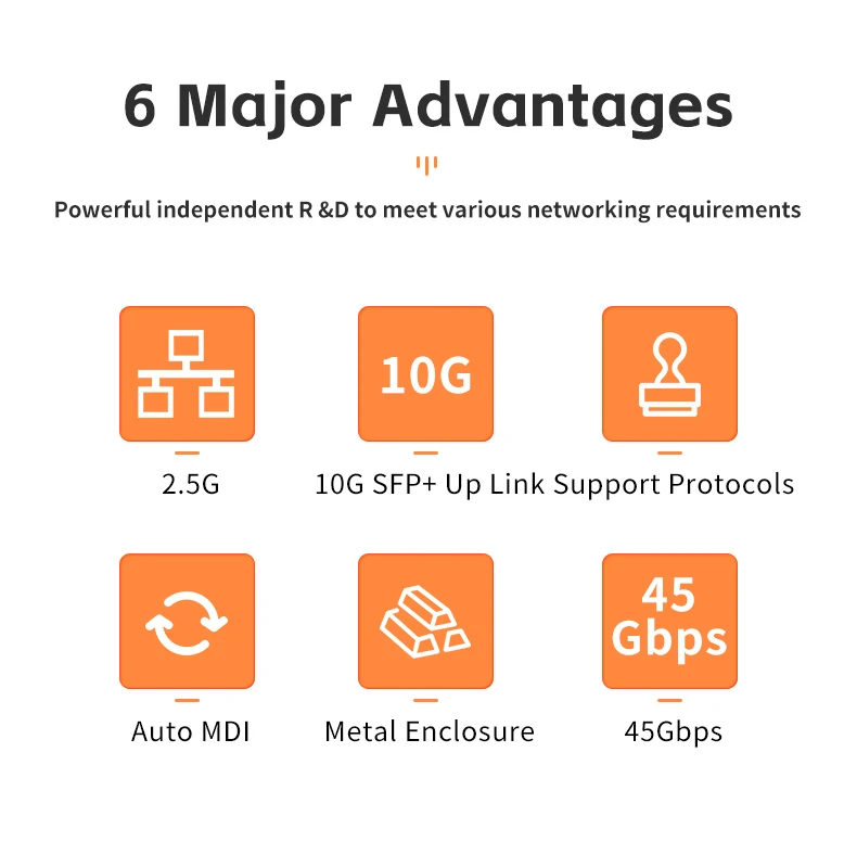 KeepLiNK 6-Port Multi-Gigabit Switch with 5-2.5Gbps Ethernet Ports and 1-10Gbps SFP+ Uplink