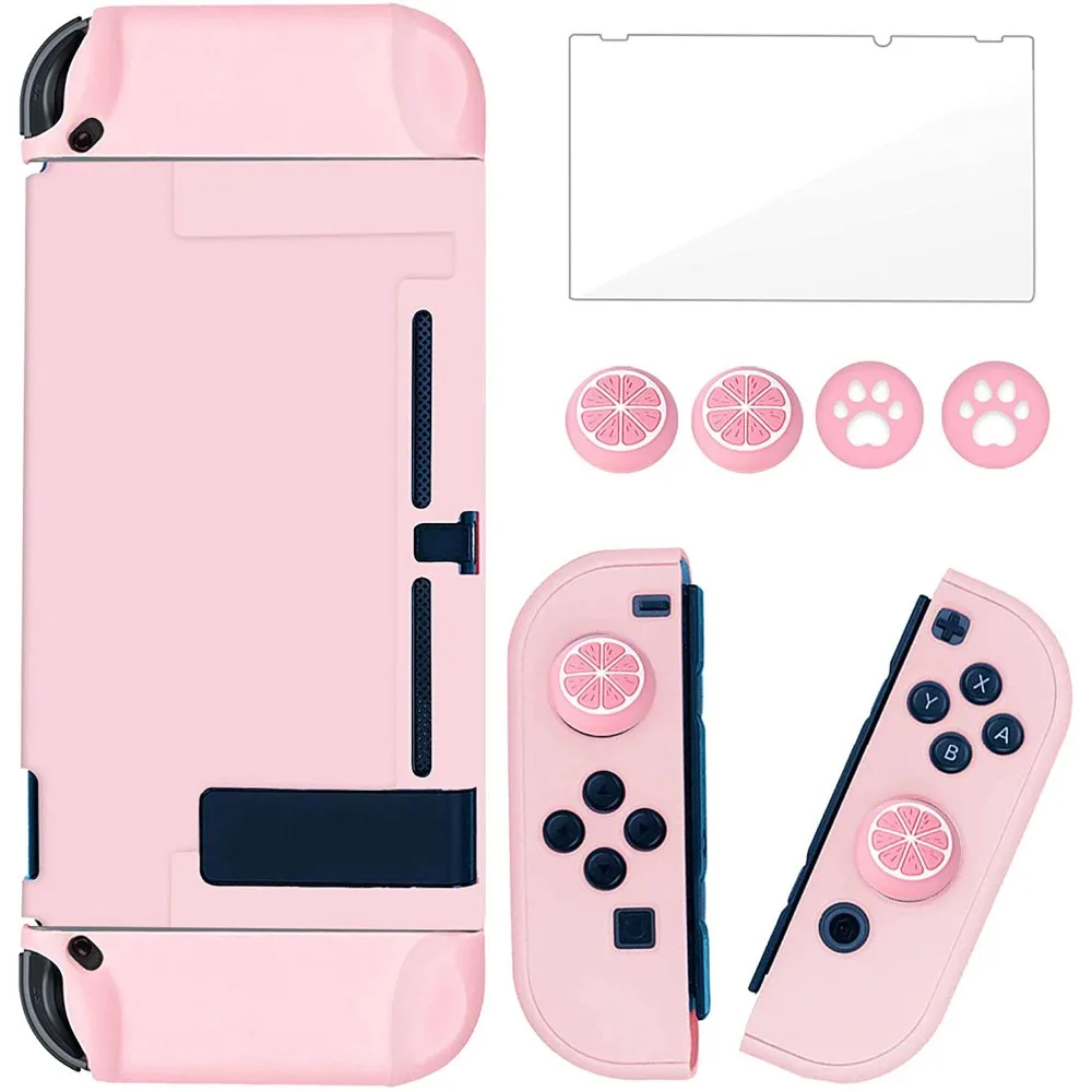 For Nintend Switch Dockable Switch Protective Case Cover JoyCon Controllers with Glass Screen Protector, Anti-Scratch Shock-Ab