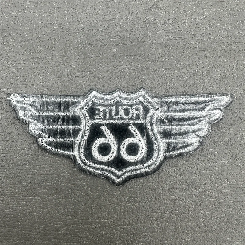 Route 66 Patch Size: 9.9x4.2cm Iron on Patch for Clothing Stripe Applique Sewing Clothes Sticker Diy Decoration Embroidery Badge
