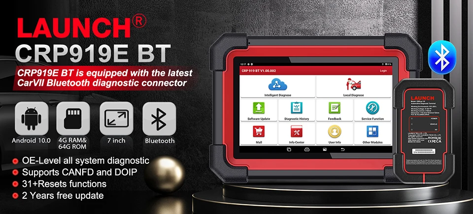 LAUNCH X431 PRO TT Bidirectional Scan Tool with DBSCar VII Connector,37+ Reset for All Cars,ECU Online Coding,CANFD Key IMMO,