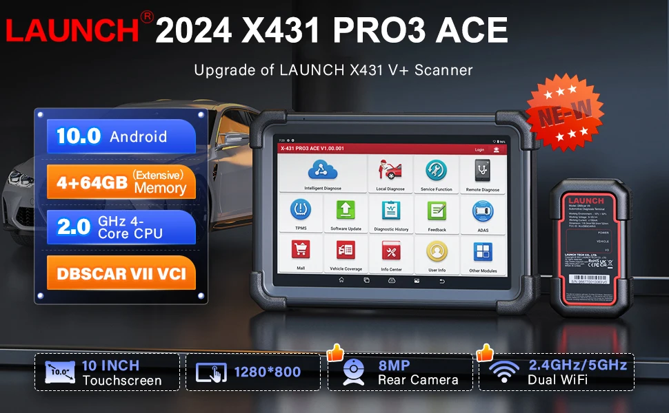 LAUNCH X431 PRO TT Bidirectional Scan Tool with DBSCar VII Connector,37+ Reset for All Cars,ECU Online Coding,CANFD Key IMMO,