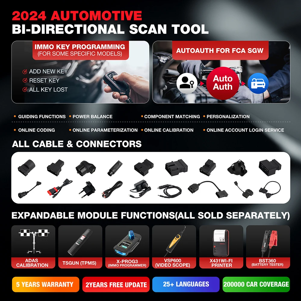 LAUNCH X431 PRO TT Bidirectional Scan Tool with DBSCar VII Connector,37+ Reset for All Cars,ECU Online Coding,CANFD Key IMMO,