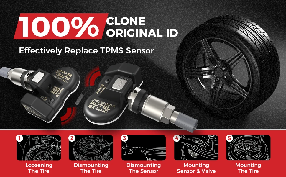 Autel MX-Sensor 433 315MHZ TPMS Sensor MaxiTPMS Tire Pressure Monitor Tester Tire Repair Tools Scanner Programming MX-Sensor