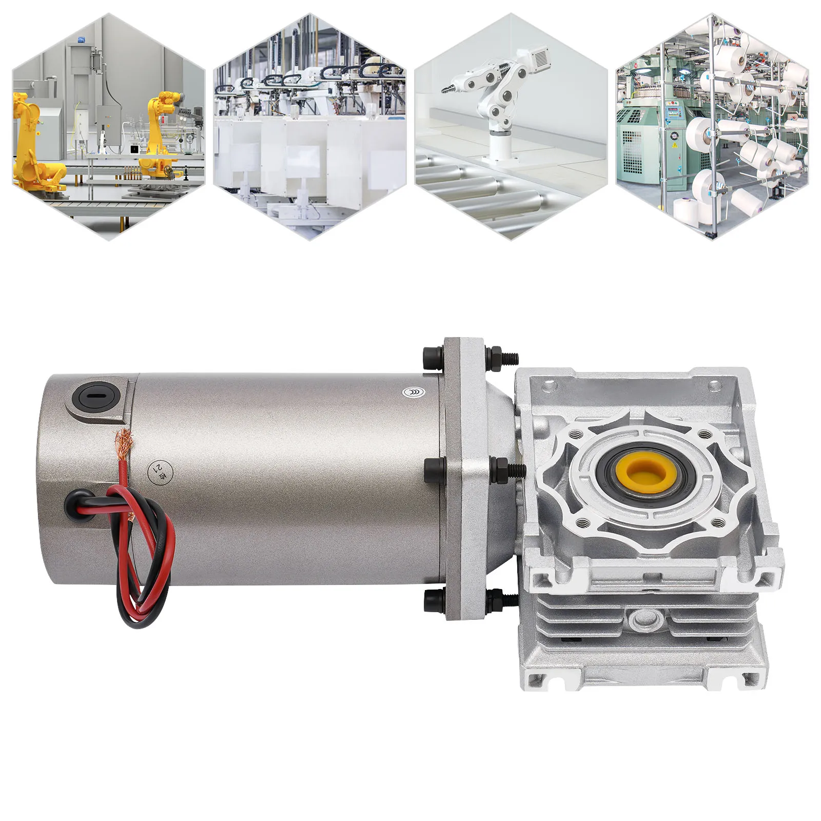 300W DC 24V Worm Gear Motor with Reducer Gearbox Speed Adjustable Electric NLRV Gear Motor Self-Locking 1800RPM
