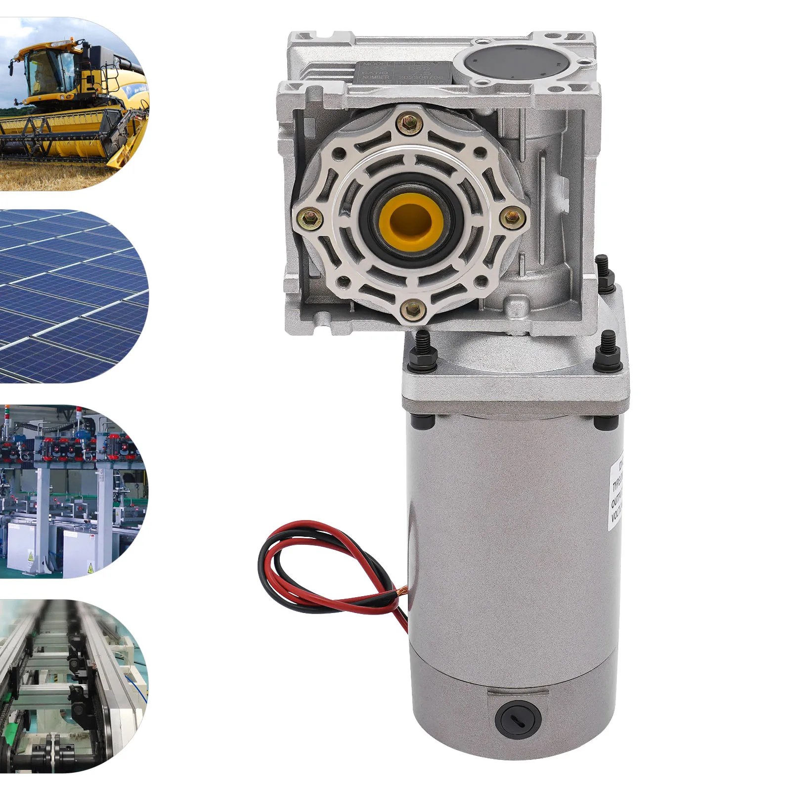 300W DC 24V Worm Gear Motor with Reducer Gearbox Speed Adjustable Electric NLRV Gear Motor Self-Locking 1800RPM