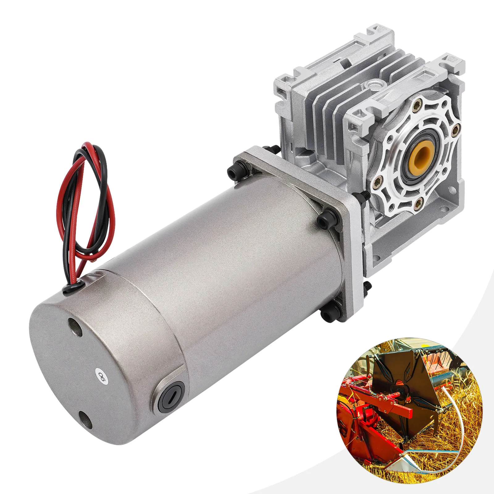 300W DC 24V Worm Gear Motor with Reducer Gearbox Speed Adjustable Electric NLRV Gear Motor Self-Locking 1800RPM