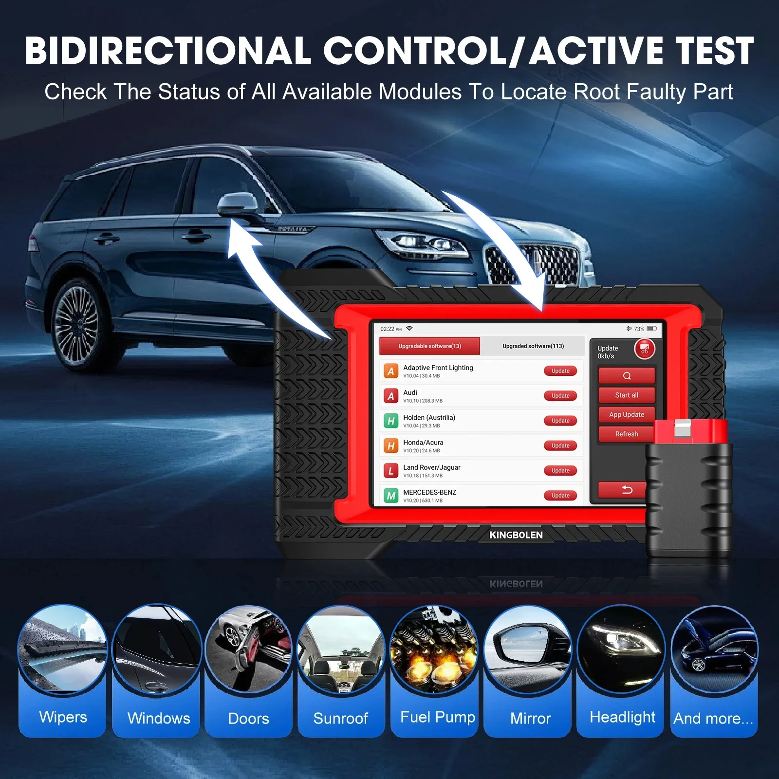 Lifetime Free Update KINGBOLEN K7 ALL System Car Diagnostic Tools ECU Coding Active Test 28 Resets PK LAUNCH X431 CRP919E BT