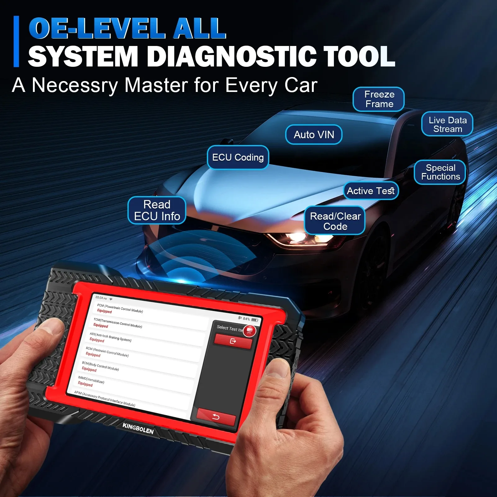 Lifetime Free Update KINGBOLEN K7 ALL System Car Diagnostic Tools ECU Coding Active Test 28 Resets PK LAUNCH X431 CRP919E BT