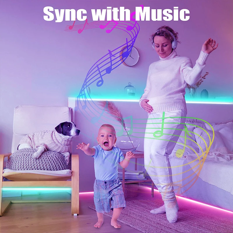 LED Strip Lights RGB 5050 LED Strips Bluetooth APP Control Color Changing DC 12V 30LEDS/M Per Meter For Bedroom Room Kitchen Bar