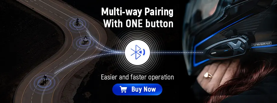 Lexin GTX Intercom Bluetooth For Motorcycle Helmet Headset Support Intercom& Listen to Music At One Time10 Riders 2000m