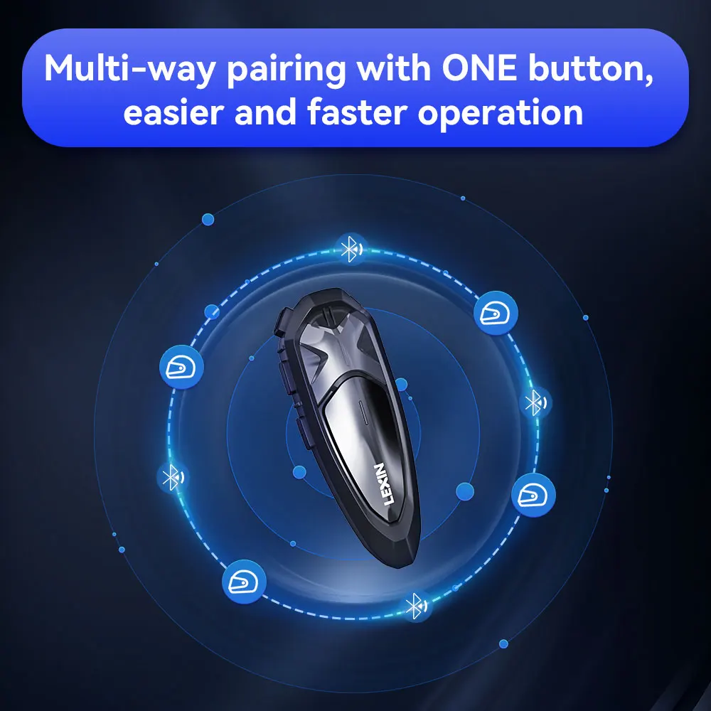 Lexin GTX Intercom Bluetooth For Motorcycle Helmet Headset Support Intercom& Listen to Music At One Time10 Riders 2000m