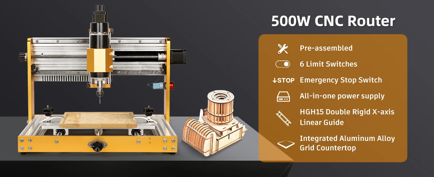CNC Router Machine 3018Pro Ultra with 500W Spindle for Wood Metal Acrylic MDF Carving , 3 Axis Milling Cutting Machine