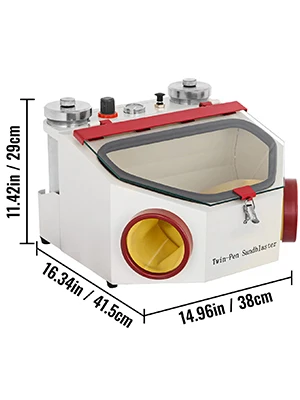 SucceBuy Dental Lab Sandblaster Equipment 2 Pen+2 Tanks with LED Light Large View Window Foot Pedal Control for Removing Oxides