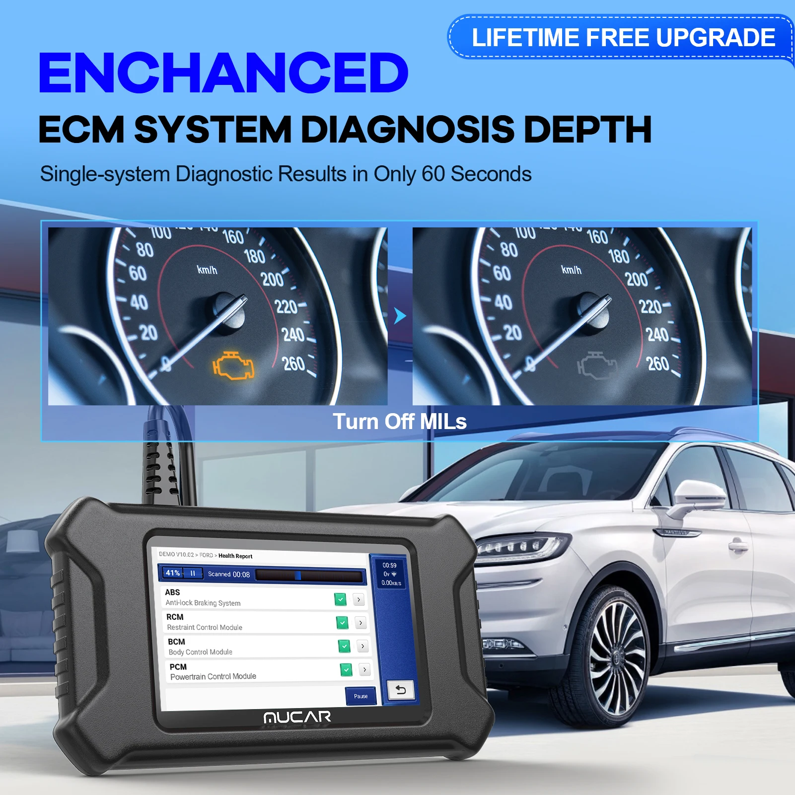 MUCAR CS90 OBD2 Diagnostic Tool Auto OBD2 Scanner Scan Tool 28 Reset Maintenance Service Lifetime Update Free for All Car