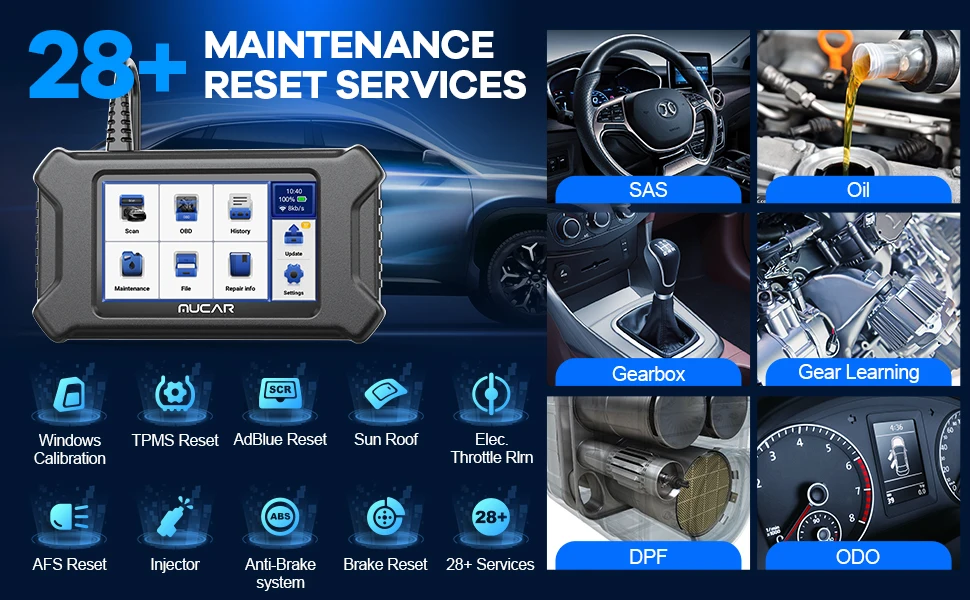 MUCAR CS90 OBD2 Diagnostic Tool Auto OBD2 Scanner Scan Tool 28 Reset Maintenance Service Lifetime Update Free for All Car