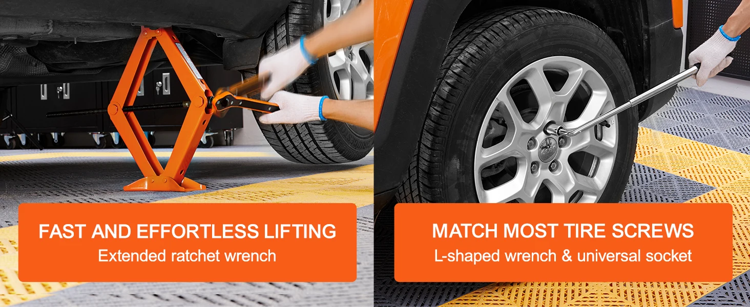 SucceBuy Scissor Jack 2.5 Ton Scissor Car Jack 3.7"-17.1" Lifting Range Scissor Lift Jack Portable Tire Jack for Car Truck SUV