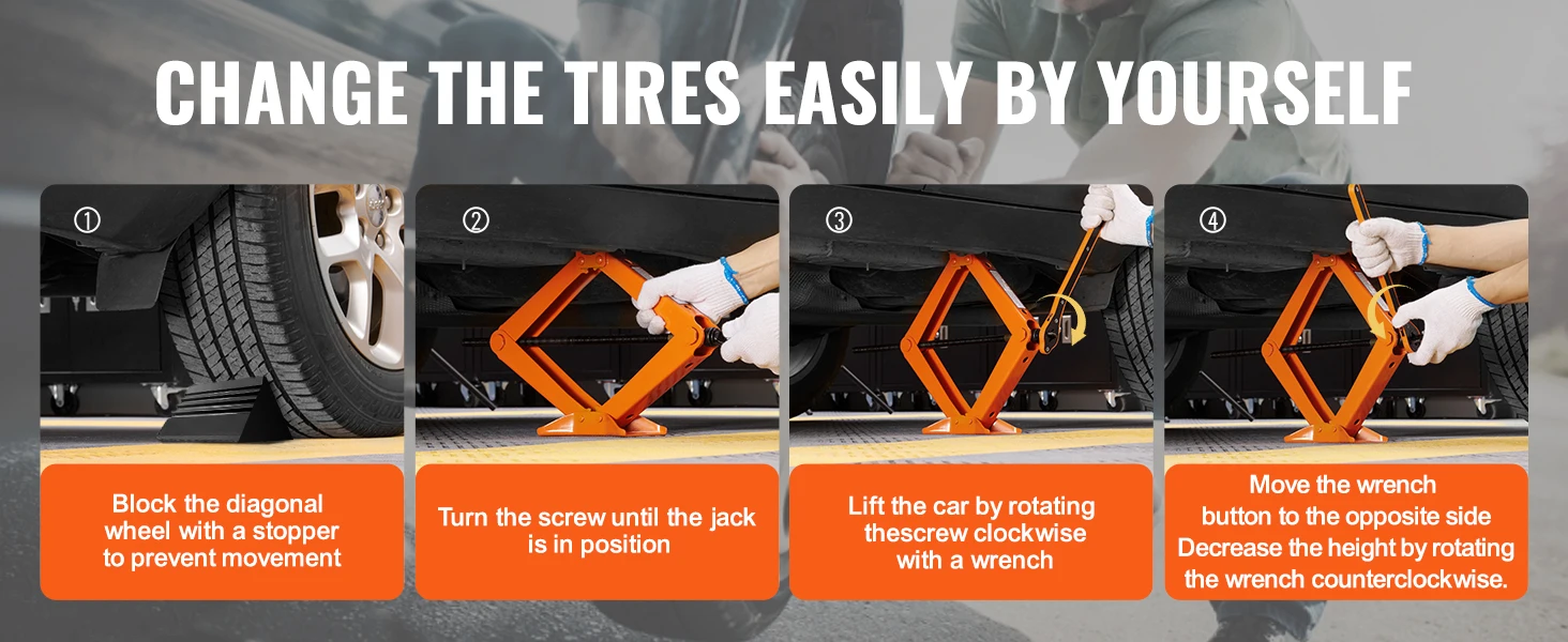 SucceBuy Scissor Jack 2.5 Ton Scissor Car Jack 3.7"-17.1" Lifting Range Scissor Lift Jack Portable Tire Jack for Car Truck SUV