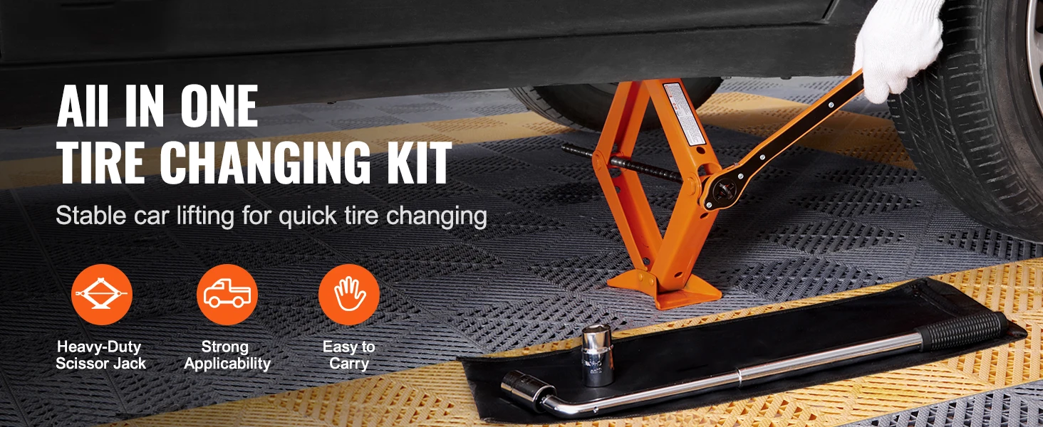 SucceBuy Scissor Jack 2.5 Ton Scissor Car Jack 3.7"-17.1" Lifting Range Scissor Lift Jack Portable Tire Jack for Car Truck SUV