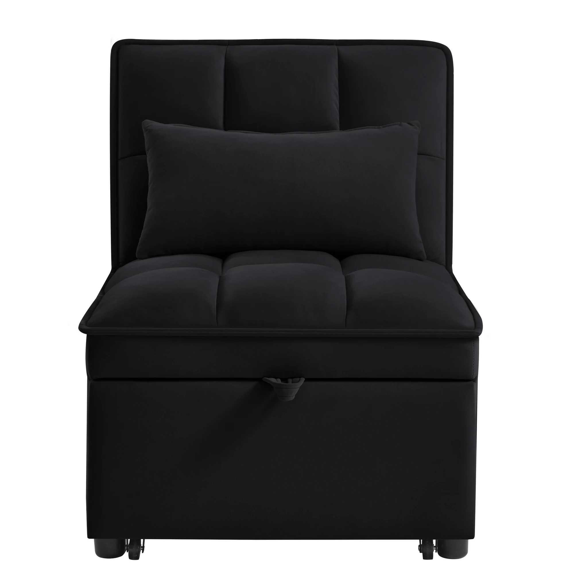 4-in-1 Multifunctional Single Sofa Bed with Storage Bag Tufted Single Sofa Bed Adjustable Backrest Pillows Convertible Chair