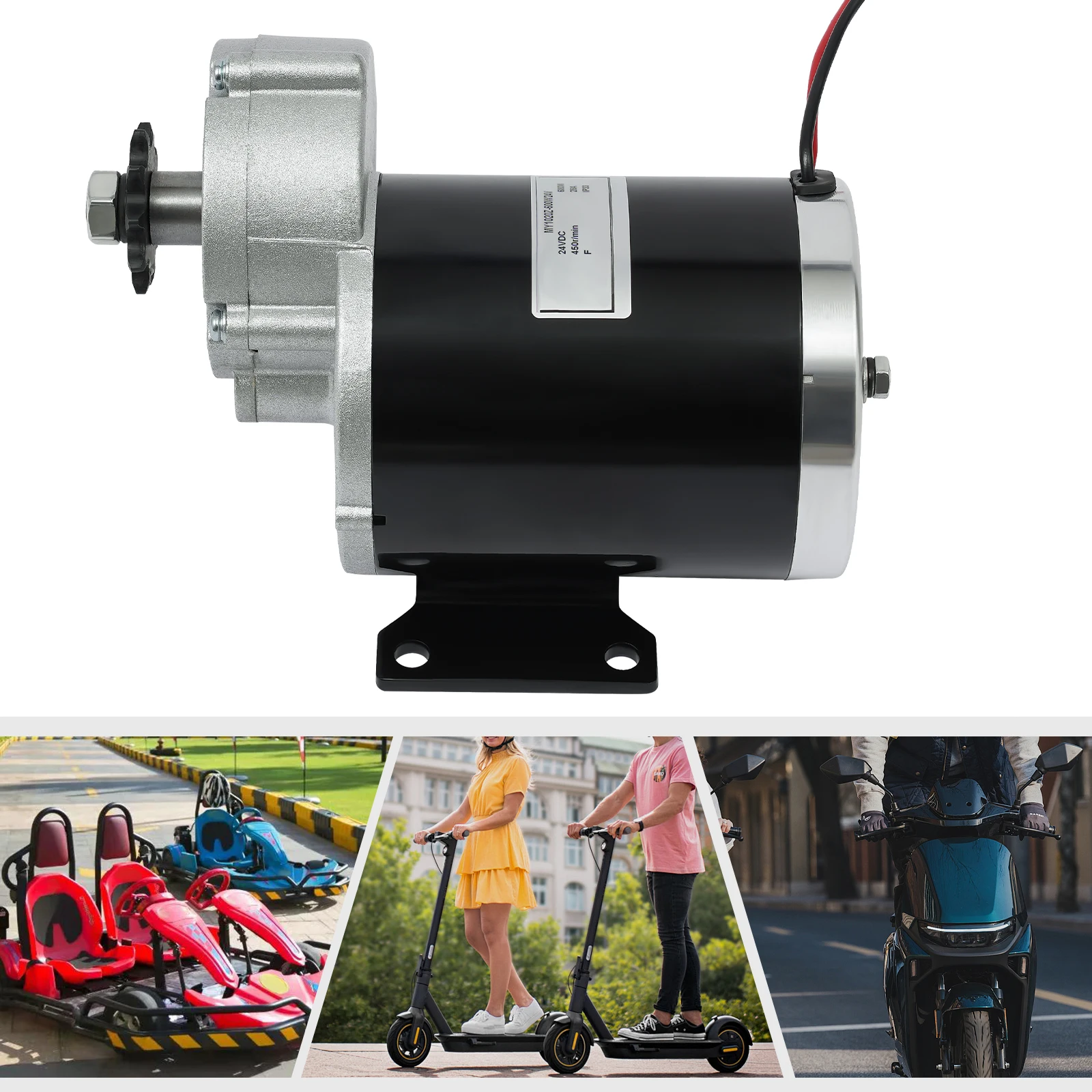 Premium Material 600W Reduction Electric Motor 36/24V DC 450r/min Reduction Motor 250KG Load Capacity for Mopeds/Bicycles