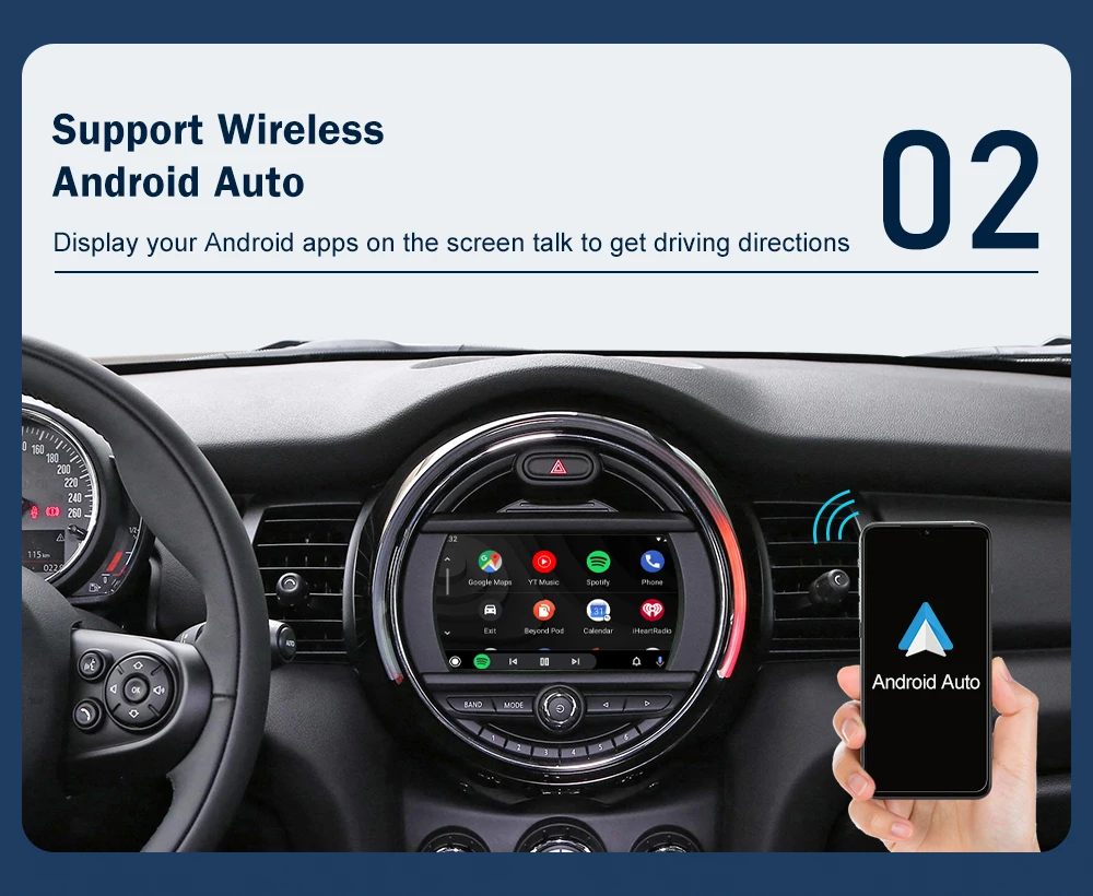 Road Top Wireless Android Auto CarPlay for Mini R55 R56 R57 R58 R59 R60 R61 F54 F55 F56 F57 Clubman Countryman Hardtop Cooper