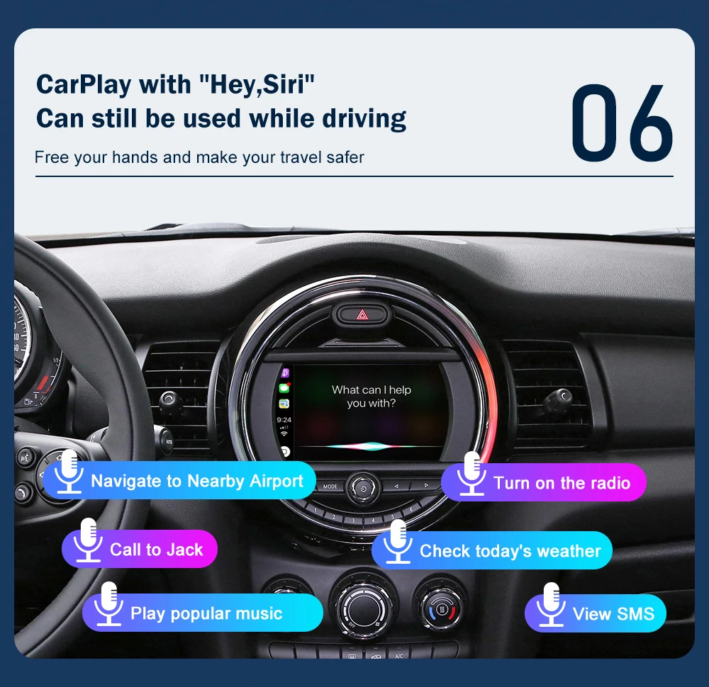 Road Top Wireless Android Auto CarPlay for Mini R55 R56 R57 R58 R59 R60 R61 F54 F55 F56 F57 Clubman Countryman Hardtop Cooper