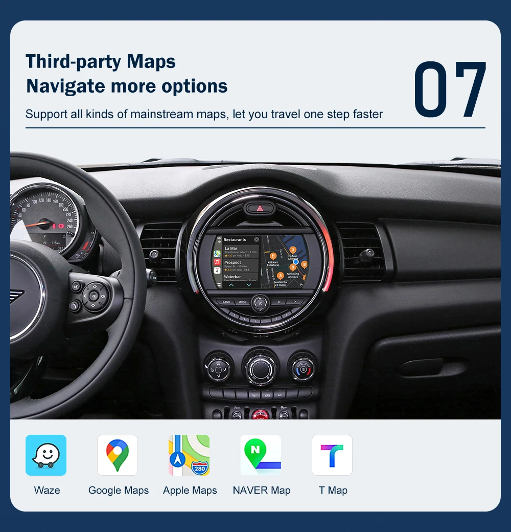 Road Top Wireless Android Auto CarPlay for Mini R55 R56 R57 R58 R59 R60 R61 F54 F55 F56 F57 Clubman Countryman Hardtop Cooper