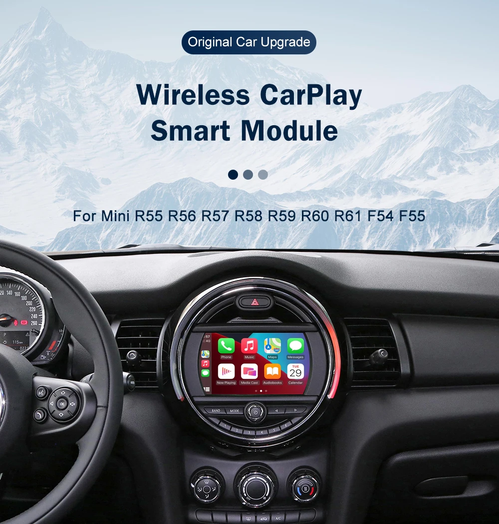 Road Top Wireless Android Auto CarPlay for Mini R55 R56 R57 R58 R59 R60 R61 F54 F55 F56 F57 Clubman Countryman Hardtop Cooper