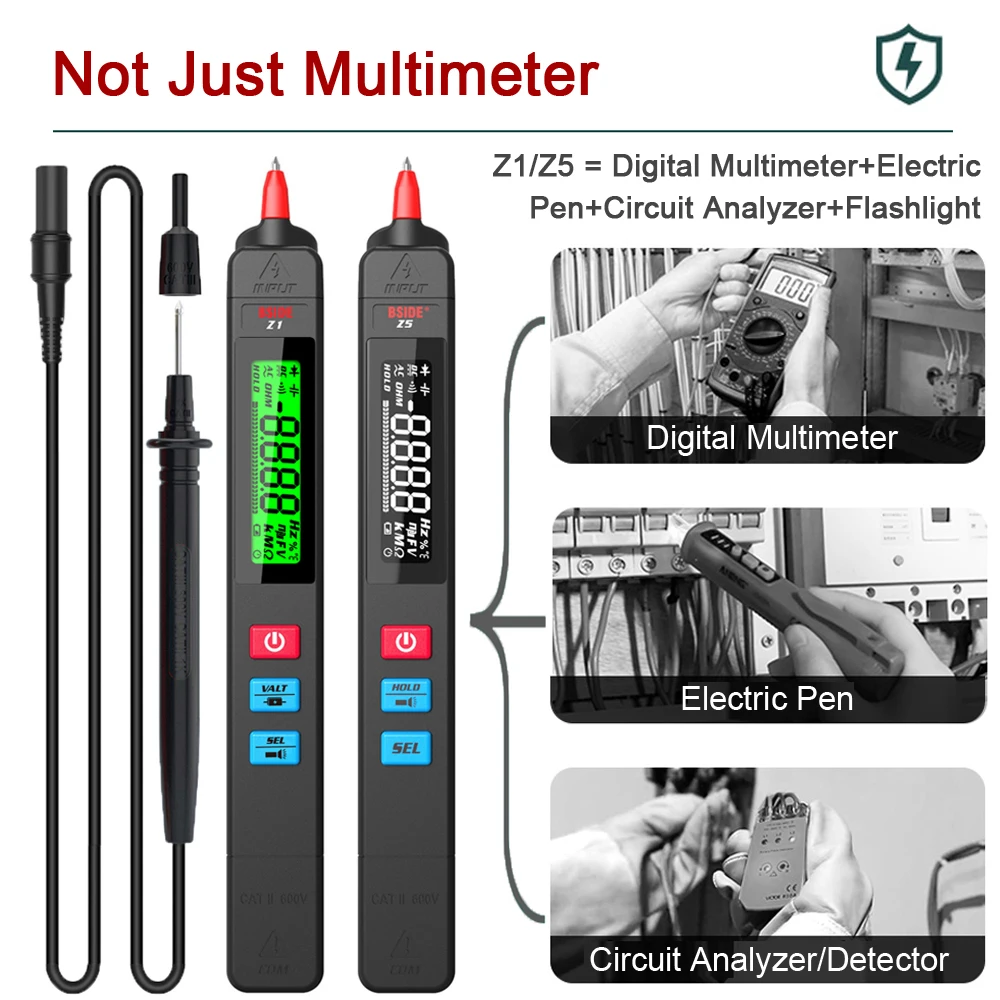 BSIDE Digital Multimeter Pen Type Smart multitester Auto Range DC AC Voltage Capacitance Ohm NCV Hz Diode Live wire Tester Meter
